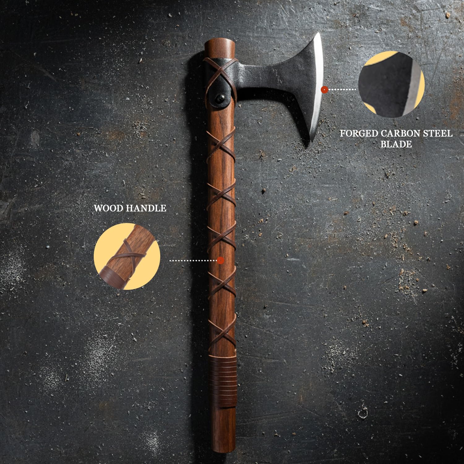 Amazon | 中世の戦士の伝統的なバイキングの手斧 — レザークロス